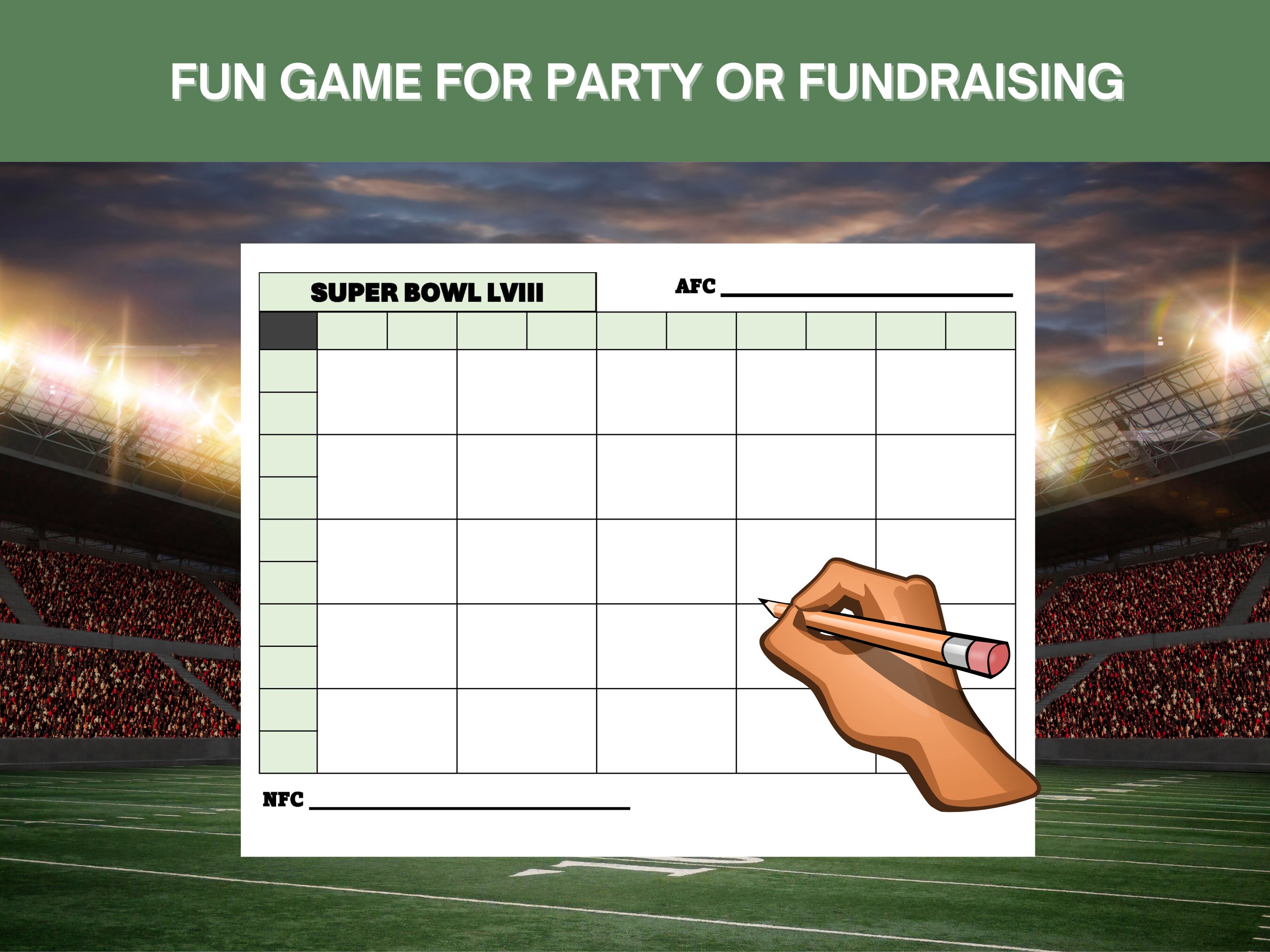 Super Bowl LVIII 25 Squares Office Pool Printable Digital Download - Etsy