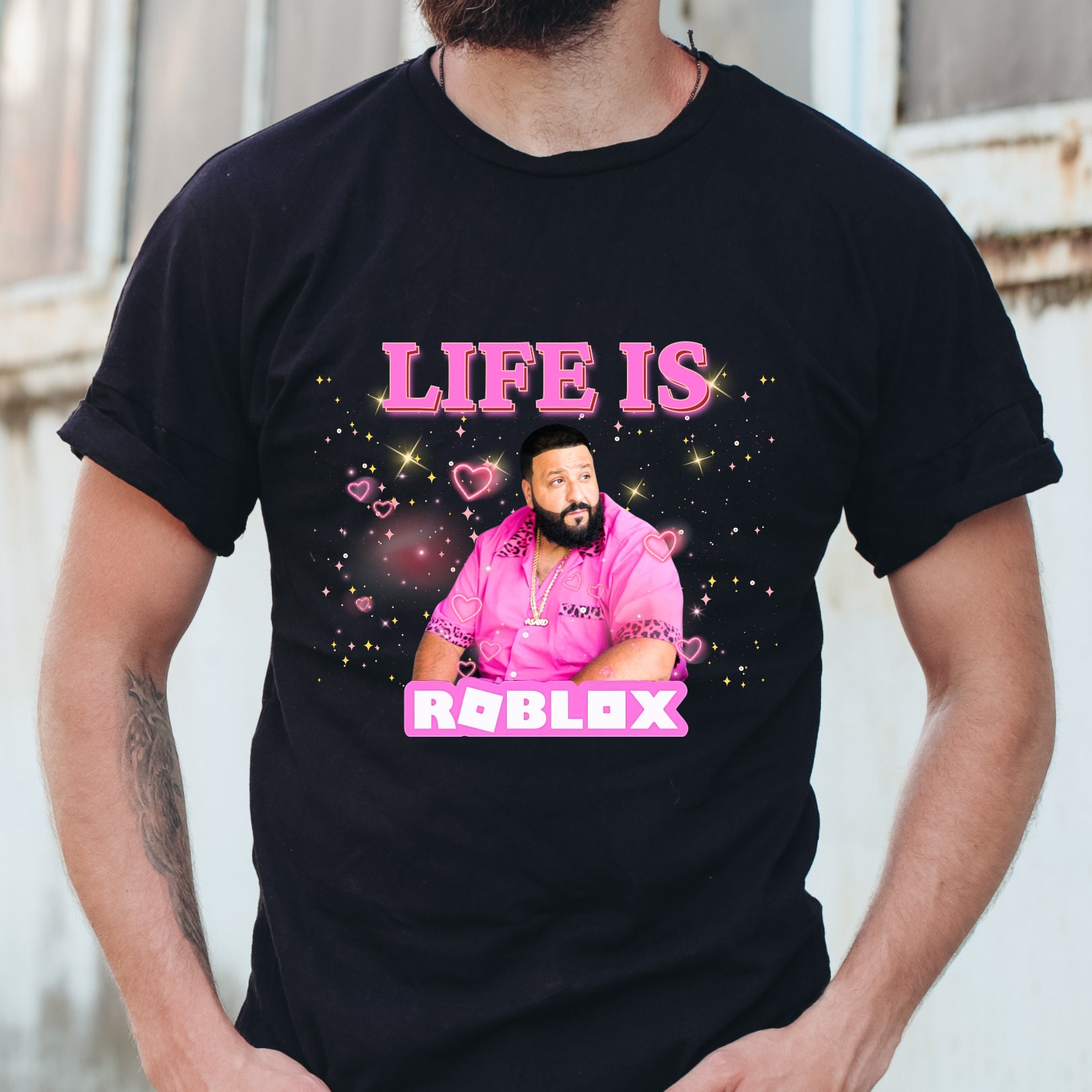 A vida é Roblox-Unisex DJ Khaled T-shirt, camisa engraçada - AliExpress