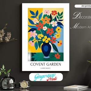 Covent Garden Flower Market Bliss, Set of 2 Mid Century Digital Art Prints Vibrant Flowers, Digital Download image 8