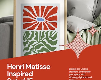 Matisse Inspired Mid-Century Modern Art Prints: Set of 15 (Digital Download)