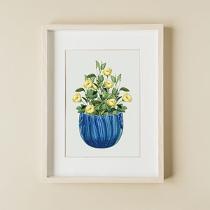 Floral prints, Set of 3 Modern Mid Century digital art, Vibrant flowers in vases prints, digital download image 2