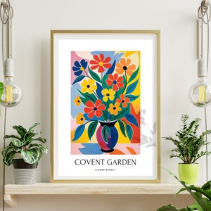 Covent Garden Flower Market Bliss, Set of 2 Mid Century Digital Art Prints Vibrant Flowers, Digital Download image 6