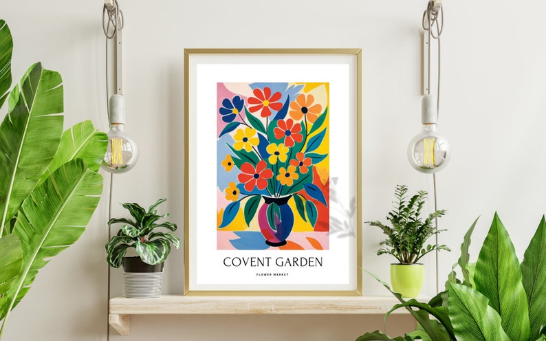 Covent Garden Flower Market Bliss, Set of 2 Mid Century Digital Art Prints Vibrant Flowers, Digital Download image 6