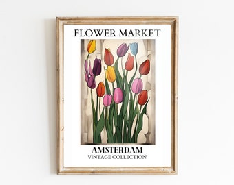 Flower Market Digital Prints - Botanical Wall Art Set of 4 - Instant Download - Ai Generated Floral Décor - Printable Art Bundle