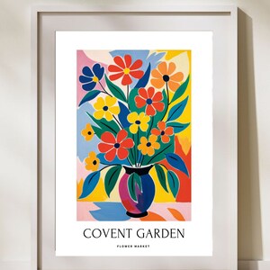 Covent Garden Flower Market Bliss, Set of 2 Mid Century Digital Art Prints Vibrant Flowers, Digital Download image 7