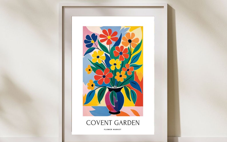 Covent Garden Flower Market Bliss, Set of 2 Mid Century Digital Art Prints Vibrant Flowers, Digital Download image 7