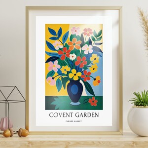 Covent Garden Flower Market Bliss, Set of 2 Mid Century Digital Art Prints Vibrant Flowers, Digital Download image 5