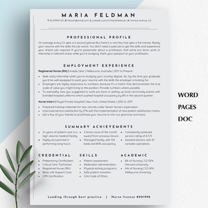 CLEAN MINIMALIST Resume Template, Nurse/Rn/Registerd Nurse, Registered Nurse Resume, Registered Nurse Resume Template, Nurse Resume Format