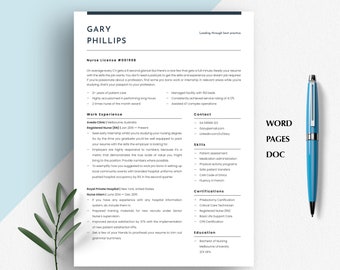 Modern Nurse Resume Template with Cover Letter (Word, Pages, Doc)