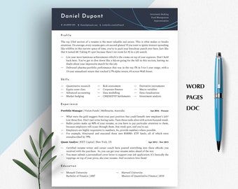 WORD RESUME TEMPLATE, Minimal resume design, Resume Professional, 2 Column Resume, Modern Resume and Cover Letter, Cv Template Word, Cv Word