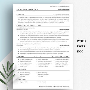 MODERN NURSE RESUME Template, Registered Nurse Resume, New Grad Nurse Resume Google Doc, Nurse Cv Template, Nursing Resume Template, Rn C