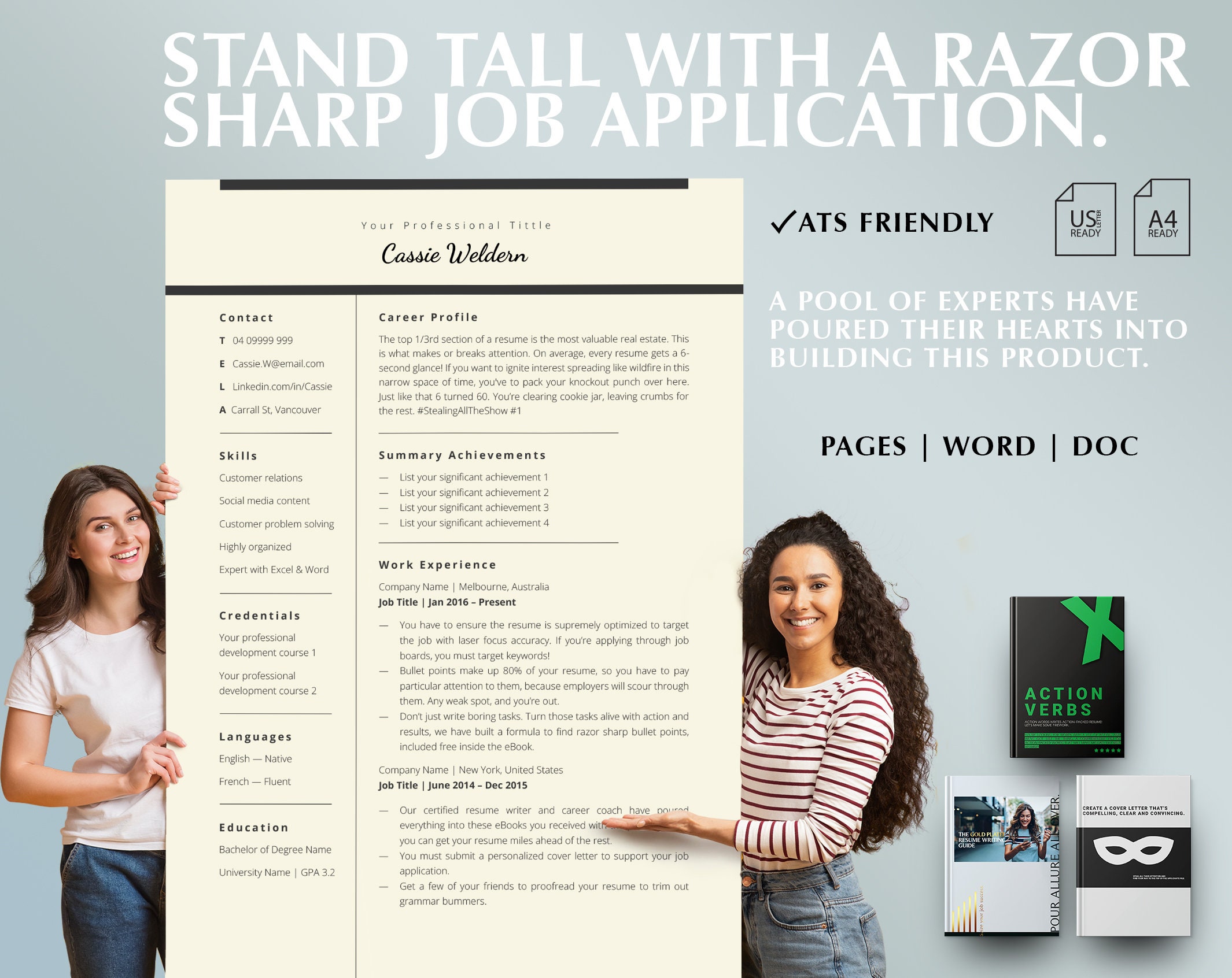 2 Page Resume Template Clean Modern - Il Fullxfull.5264161833 Nxw0