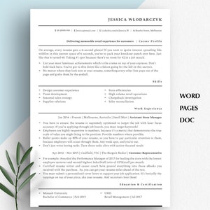May include: A resume template with a blue background and white text. The resume is for a retail assistant store manager and customer representative. The resume includes skills, work experience, and education and certification sections. The resume also includes a section for career profile and a section for skills.