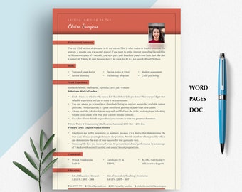 Könnte beinhalten: Ein Lebenslauf-Template mit einer professionellen Zusammenfassung, Fähigkeiten, Berufserfahrung, Referenzen und einem Abschnitt über die Ausbildung. Der Lebenslauf ist für Claire Burgess, die als Vertretungslehrerin für Mathematik und Privatlehrerin arbeitet.