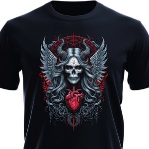 Camiseta de demonio, camiseta de calavera, camiseta gótica, ropa alternativa, ropa gótica, camiseta oscura intrincada, camiseta gótica, regalo para amantes del gótico