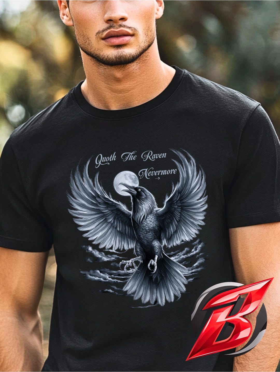 Quoth the Raven Nevermore T-shirt, Edgar Allan Poe Gothic Literature ...