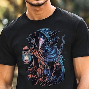 Plague Doctor Tee, Black Plague Doctor T-shirt, Unisex Heavy Cotton Tee, Gothic Tee, Masked Plague Tee, Medieval Tee