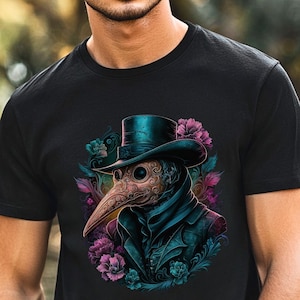 Plague Doctor Tee | Plague Doctor T-shirt | Retro Tee | Classic Tee | Vintage Tee | Short Sleeve | Heavy Cotton Tee | Black Plague Tee