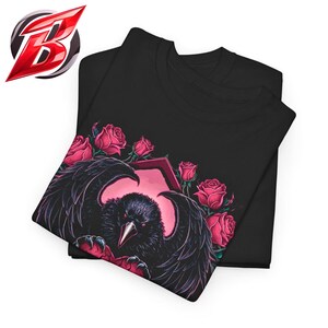 Tell Tale Heart Raven Shirt Gothic Horror Edgar Allan Poe Inspired Dark Romantic Crow Rose Unisex Black Tee