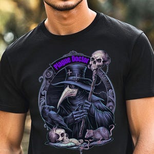 Plague Doctor Tee | Black Plague Doctor T-shirt | Historic Plague Tee | Gothic Tee | Masked Plague Tee | Medieval Shirt | Gothic Art Gift