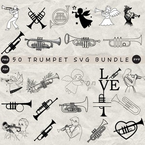 Trumpet Bundle SVG, Trumpet Png Bundle, Trumpet svg Bundle, Music svg, Trumpet PNG Bundle for Crafts & Design, Trombone Svg,Digital Download