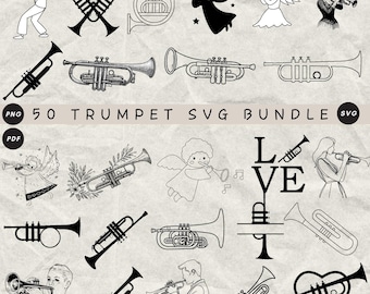 Trompet bundel SVG, trompet Png bundel, trompet svg bundel, muziek svg, trompet PNG bundel voor Crafts & Design, trombone Svg, digitale download