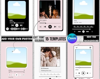 Music Player Template Canva, Music Player Plaque, Canva Frame, Music Photo Frame, Album Song Cover, Acrylic Song Art, Canva Editable
