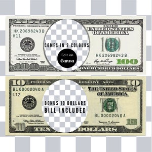 Editable 100 Dollars Image, Transparent Hundred Dollar Image, Transparent PNG File Format, Cash Dollar Image, Digital Product Download, PNG