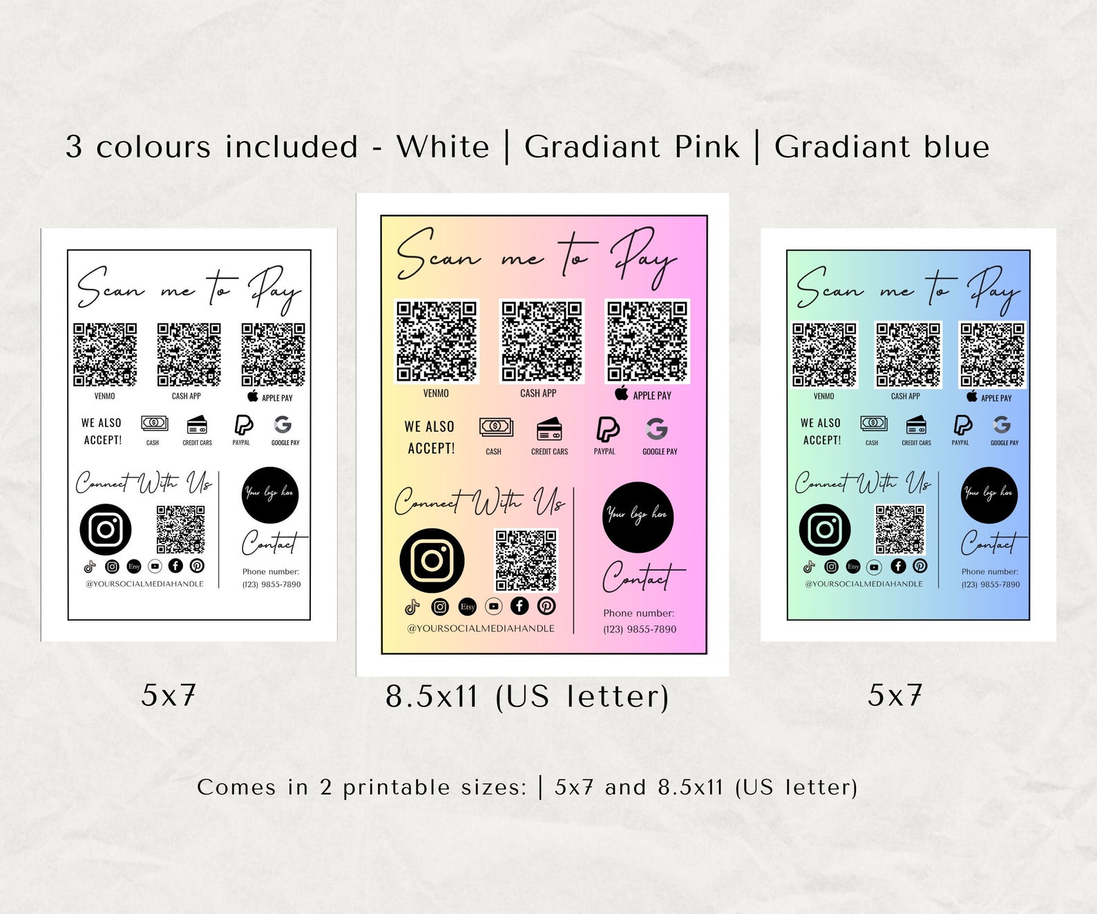 Editable QR Code Sign, Qr Code Sign for Small Business, Canva Template ...