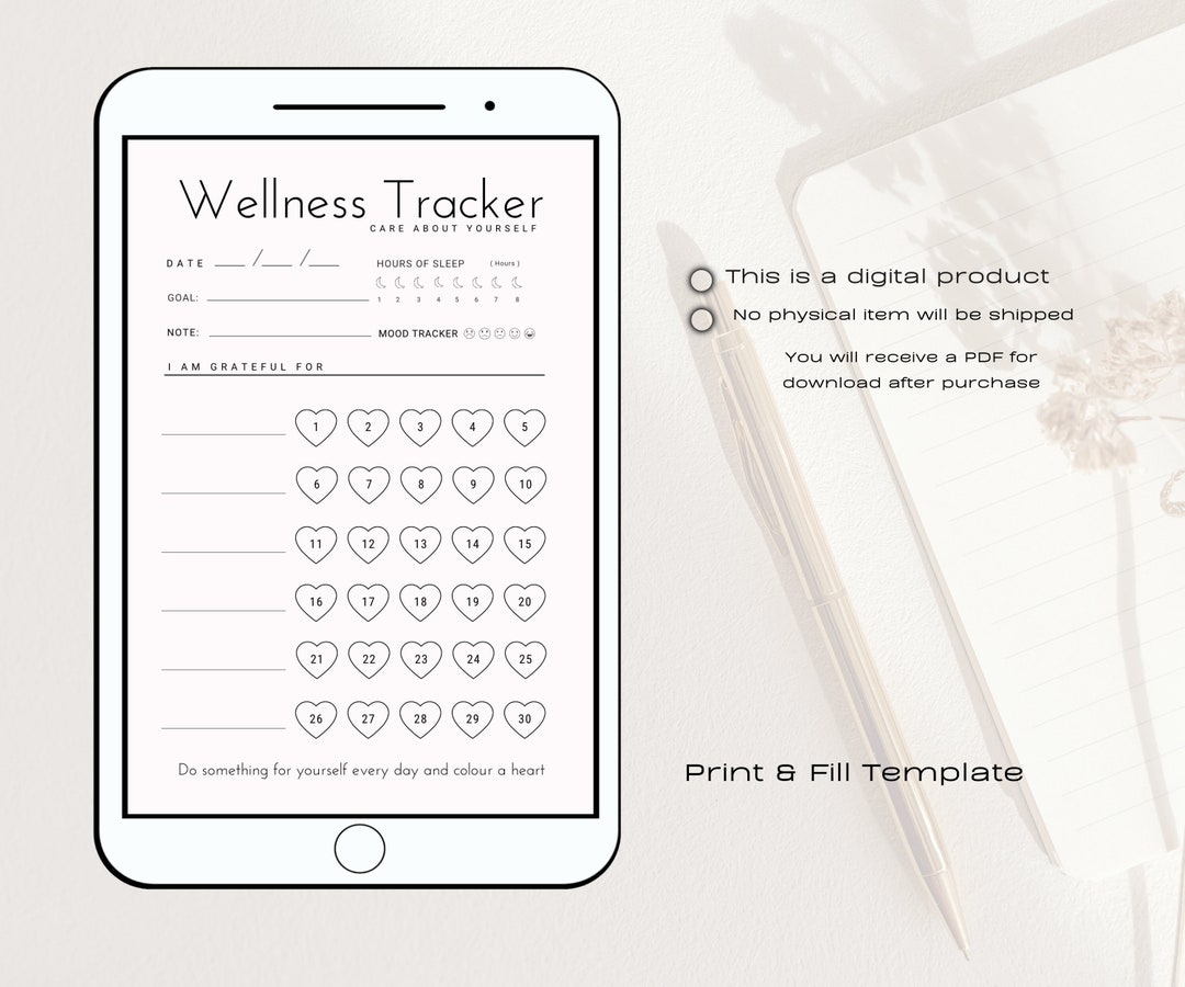 Minimalist Monthly Wellness Tracker, Therapist Tools,daily Personal Growth, Self-love Journal ...