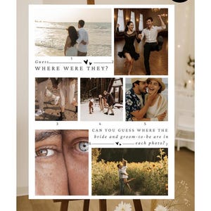Where Were They Game, Editable Canva Template, Minimalist Bridal Shower Sign, Photo Guessing Card, Printable Couples Shower Game Poster