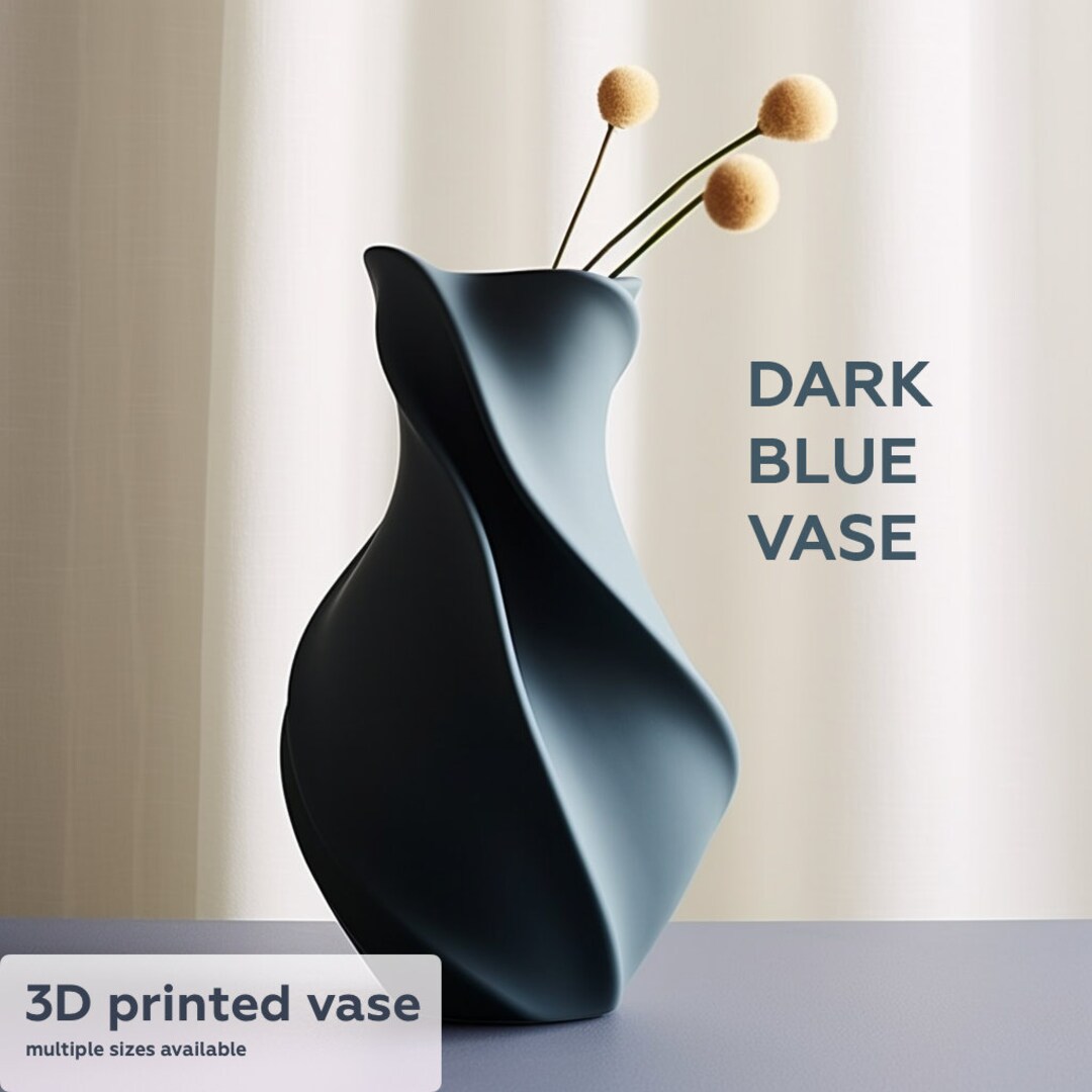Dark Blue Vase 3D Printed PLA in Matte Blue for Dry Etsy