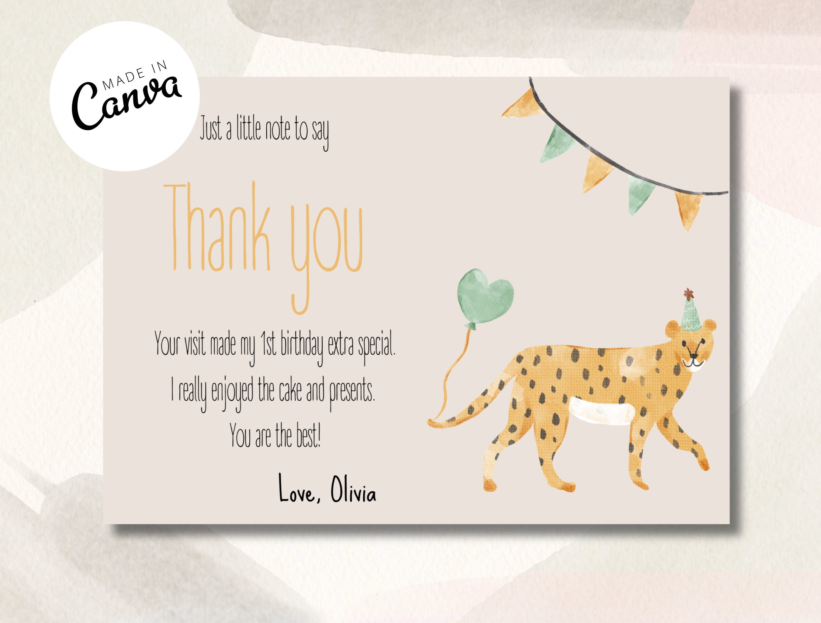 Thank You Card Kids Birthday Printable Thank You Card Kids - Etsy