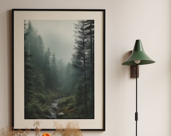 Pacific Northwest Forest Print: Vintage Cabin Wall Art (Digital Download)