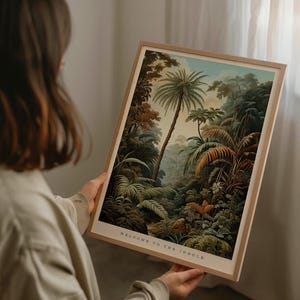 Welcome To The Jungle, Illustration Tropical Print, Vintage Drawing Enhanced, Inspirational Quote Wall Art