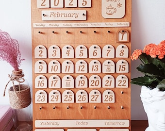 Wooden Calendar | Montessori Calendar | Classroom Calendar | Daily Calendar | Home-school Calendar | Home Calendar | Wall decoration