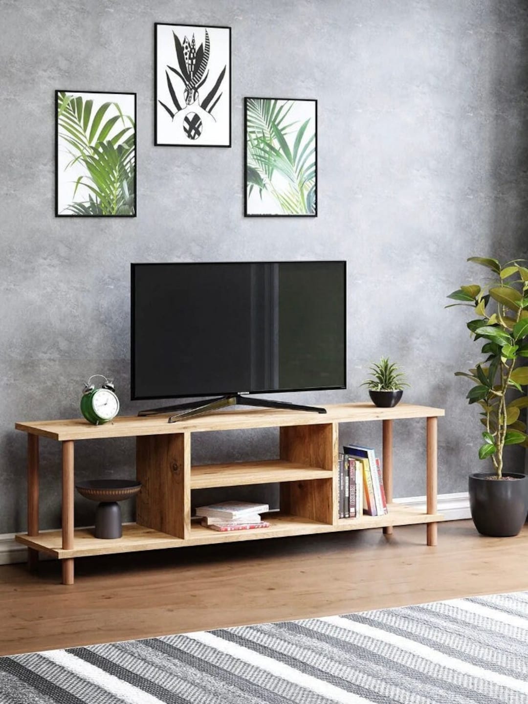 Solid Wood Tv Stand/rokko Vintage Desing Wood/rustic Wood Media Console /particle Board Tv Stand