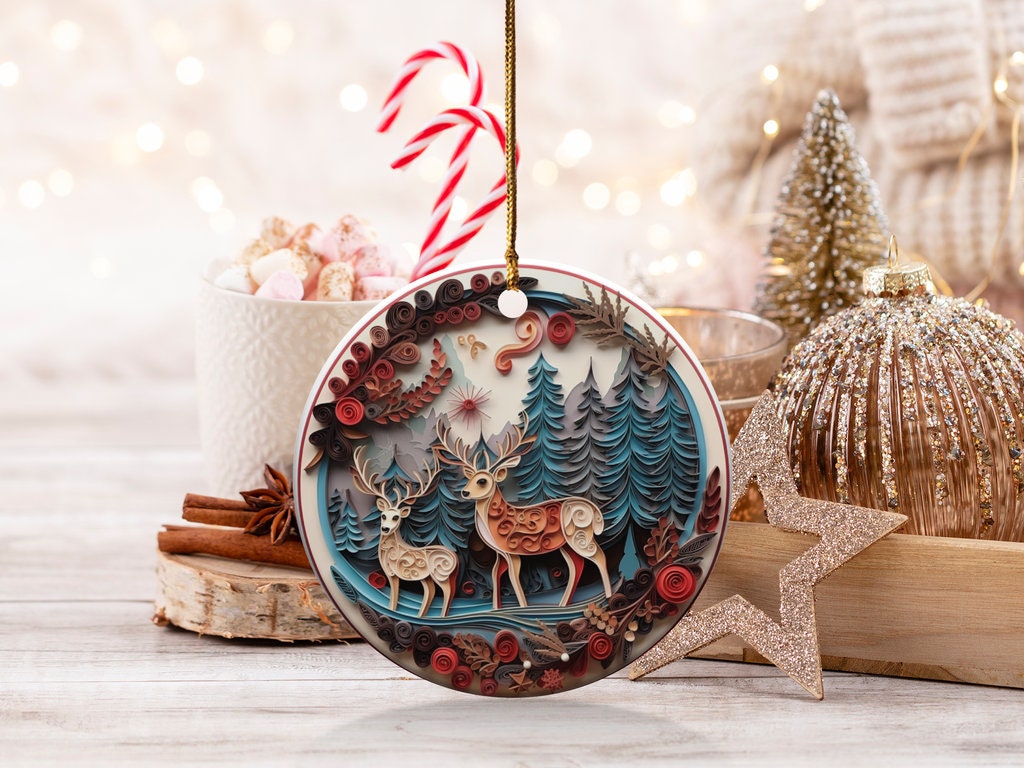 3d Ornament sublimation Glass Christmas gift tag