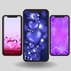 Android, iPhone, iPad Wallpaper - 3 High Resolution Love Heart Images  - Screensavers - Lock Screen - Digital Download - iOS - Modern Design