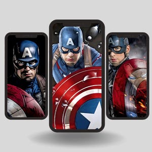 Android iPhone iPad Wallpaper 3 High Resolution 3D Marvels Captain America - Screensaver - Lock Screen - iOS - Super Hero - Digital Download