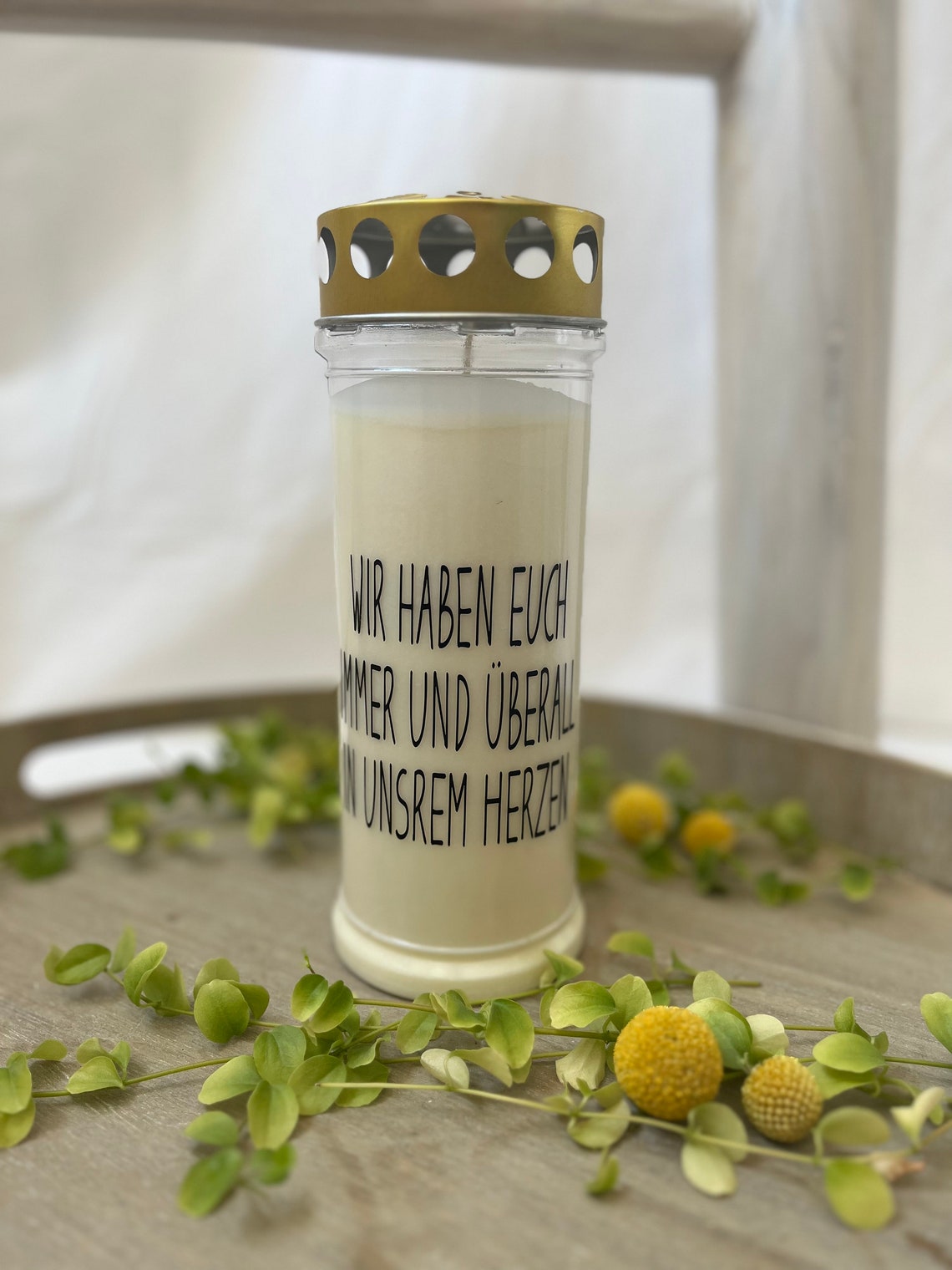 Friedhofskerze mit Spruch / Grabkerze / Wunschaufdruck / Trauerkerze