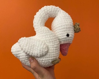 Peluche cygne tout doux en crochet fait main