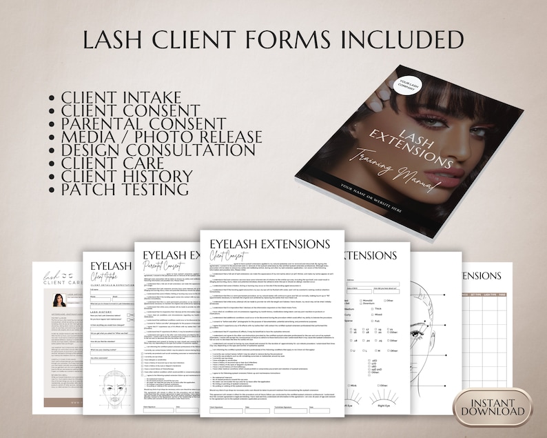 Lash Manual, Eyelash Extensions Training Manual, Lash Extensions Guide, Beauty School Training, Custom Lash Manual, Editable in Canva