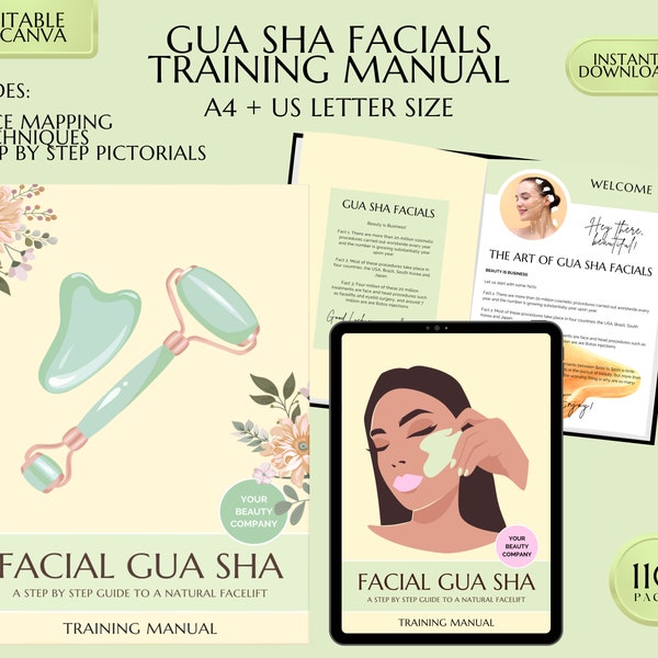 Facial Gua Sha Training Manual, Gua Sha Facials Course, Workbook, Gua Sha Education, Teaching Guide, Step By Step, Pictorials, Editable