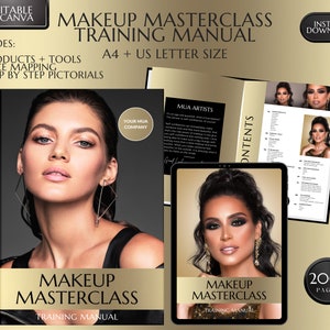 Makeup Master Class, Training Manual, Makeup Manual, MUA Manual, MUA Training, MUA Course, Makeup Artists Student Guide, Edit in Canva