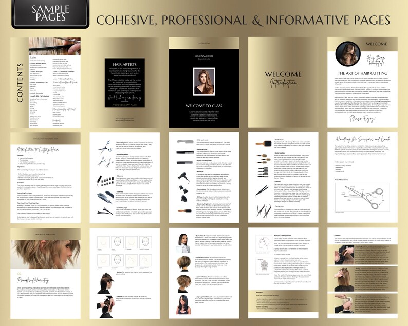 Hair Cutting Training Manual, Cosmetology Guide, Canva Edit (PDF ...