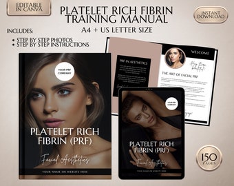 PRF Training Manual, Facial Aesthetics Course (Canva Editable PDF)