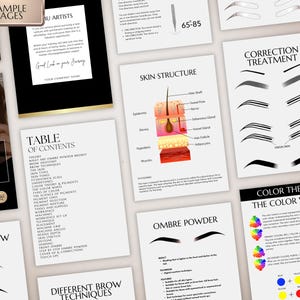 Ombre Powder Brows Training Manual, Color Corrections, Student Training Course, PMU Brows, Ebook, Guide, Edit in Canva