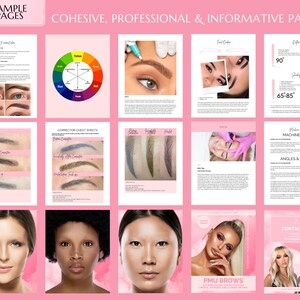 PMU Manual, Microblading Brows Training, PMU Course, Microshading, Ombre Powder Brows, Color Correction, Combo Brows Guide, Editable