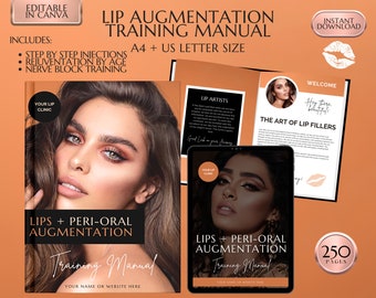 Lip Fillers & Peri Oral Botox Training Manual, Lip Augmentation Guide, Rejuvenation, Student, Tutor, Training Course, Ebook, Guide, Editable